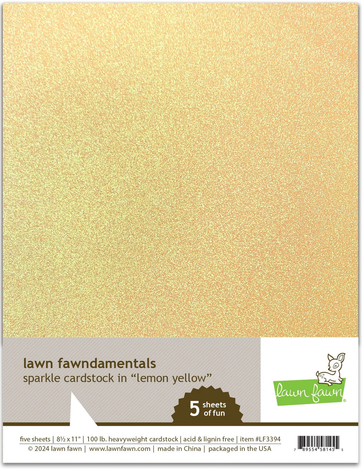 Lawn Fawn LF3394 - Sparkle Cardstock - Lemon Yellow - Spring