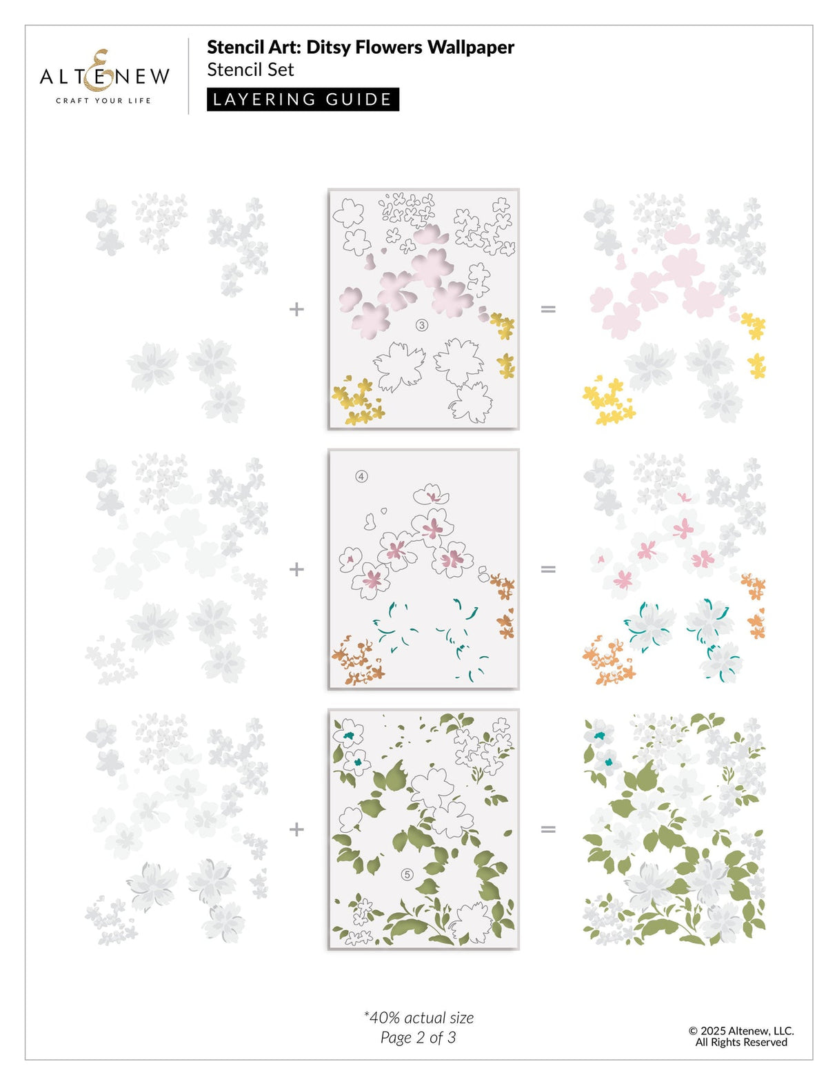 Altenew Stencil Art: Ditsy Flowers Wallpaper Layering Stencil Set (7 in 1)