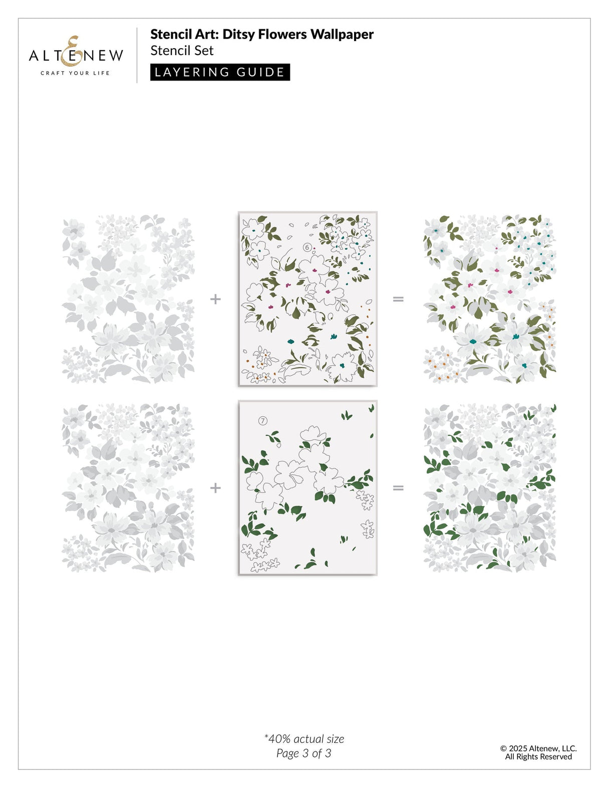 Altenew Stencil Art: Ditsy Flowers Wallpaper Layering Stencil Set (7 in 1)