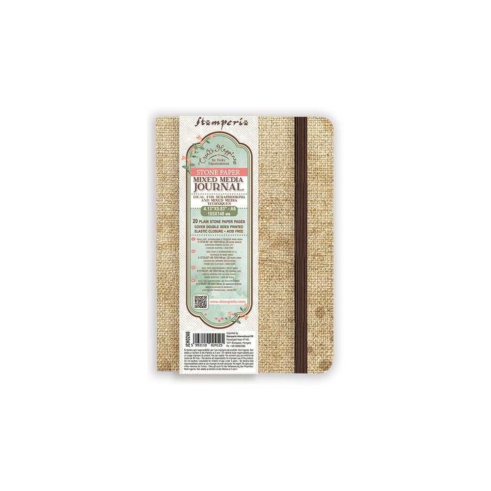 Stamperia Create Happiness Stone Paper Mixed Media Journal A6 - JCH02A6