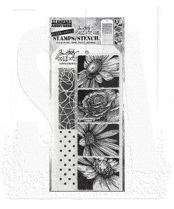 Tim Holtz Mixed-Media Stamps & Stencil Set - THMM181