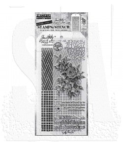 Tim Holtz Mixed-Media Stamps & Stencil Set - THMM119