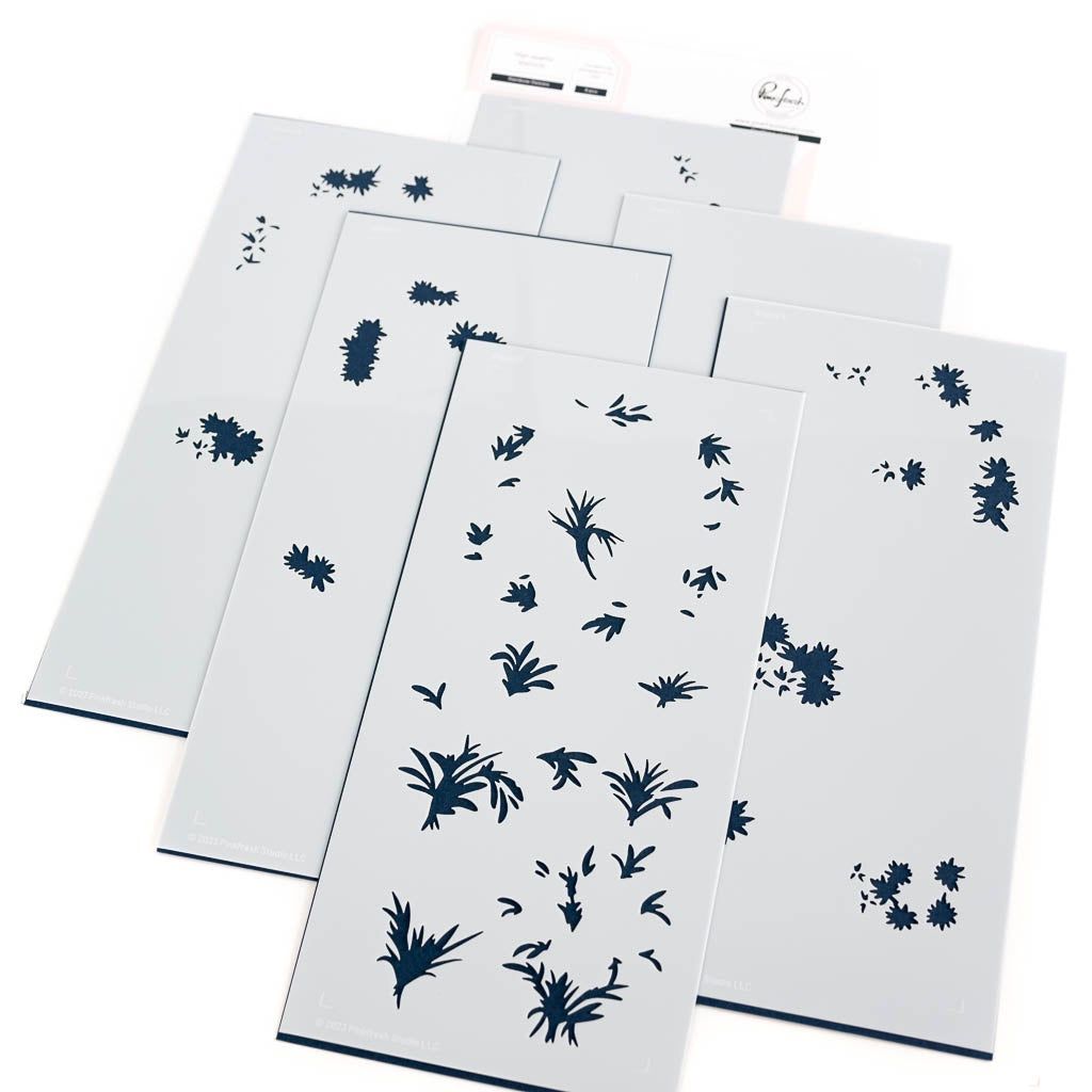 Pinkfresh Studio Rainbow Daisies Stamp/ Die/ Stencil Bundle