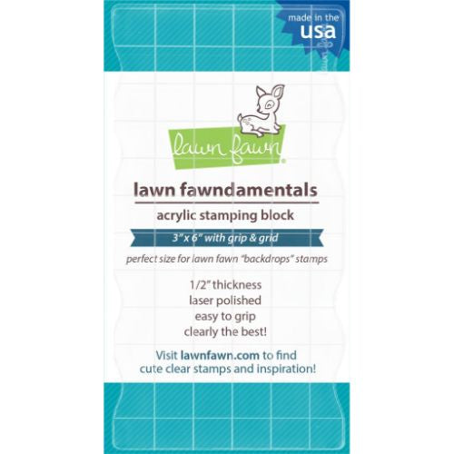 Lawn Fawn Acrylic Stamping Block 3"x6" grip with grid