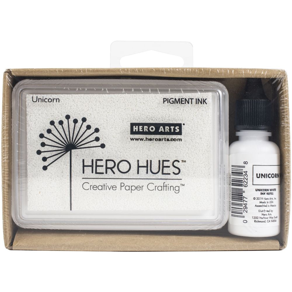 Hero Arts Dye Ink Pad + Reinker Bundle Unicorn White