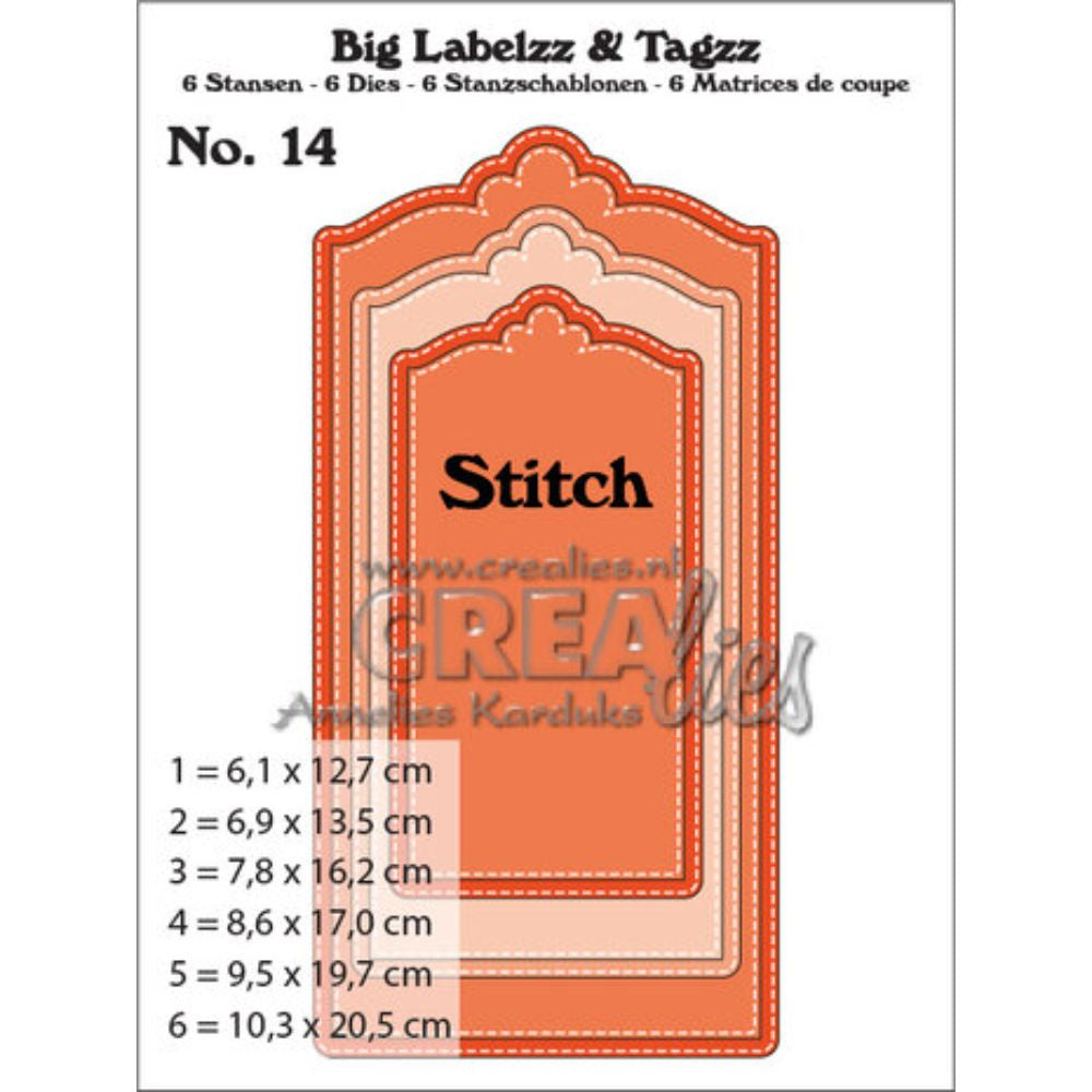 Crealies Big Labelzz & Tagzz Dies No. 14 With Stitch (CLBigLT14)