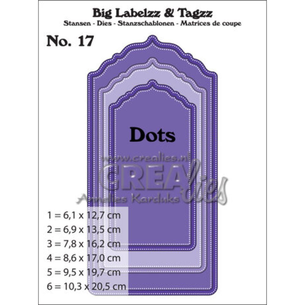 Crealies Big Labelzz & Tagzz Dies No. 17 With Dots (CLBigLT17)