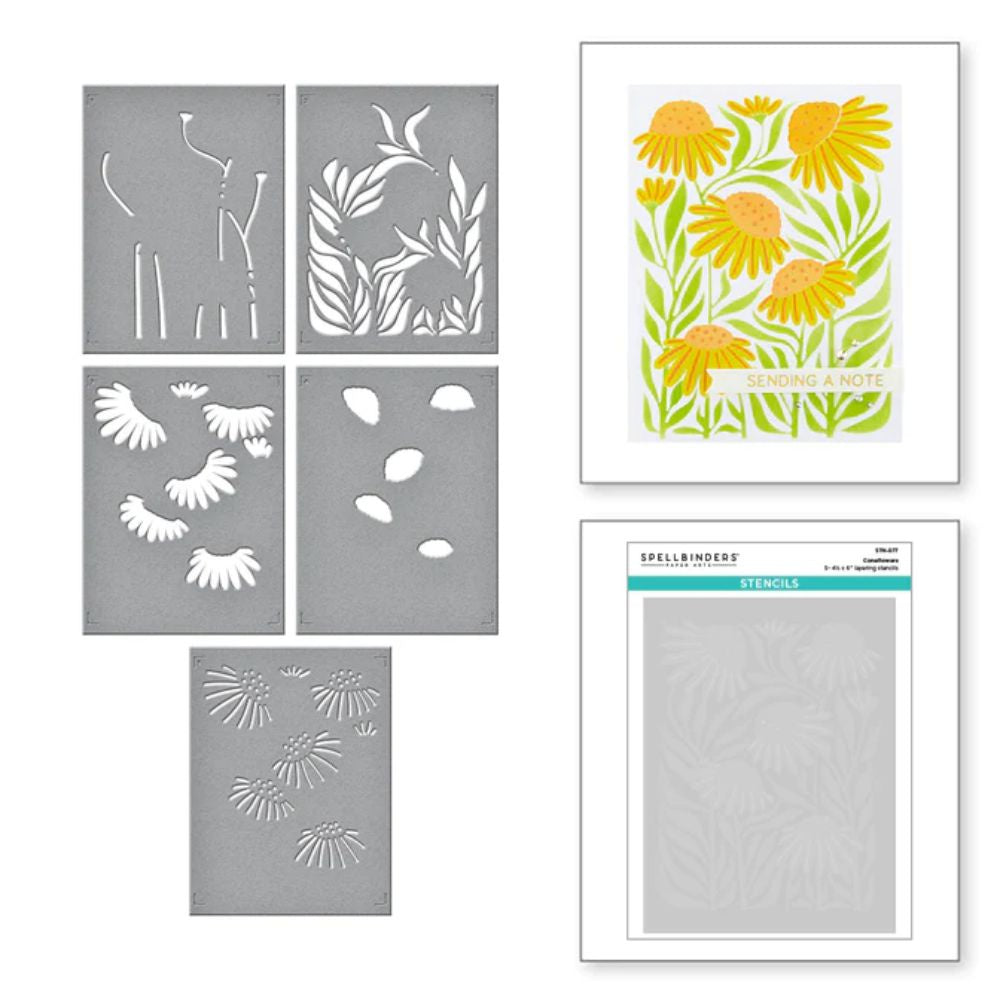 Spellbinders Coneflower Layered Stencil from the Flower Market Collection