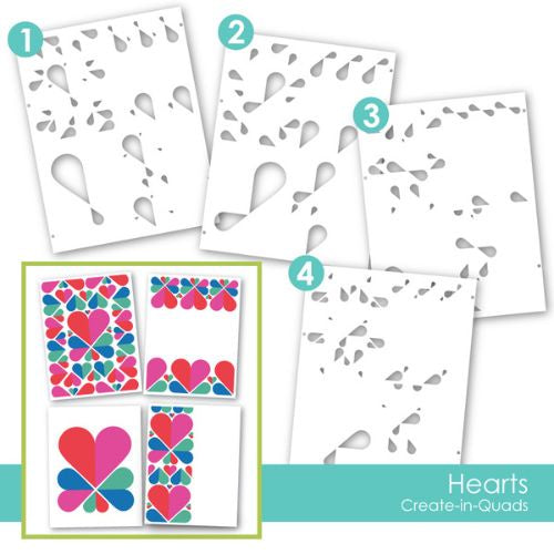 Taylored Expression Create-in-Quads - Hearts Layering Stencil