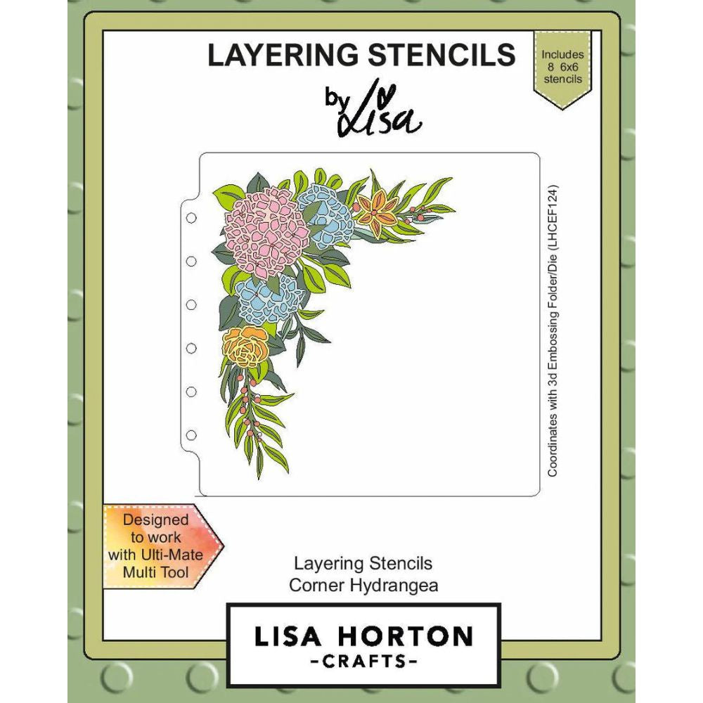 Lisa Horton Corner Hydrangea 6x6 Layering Stencils