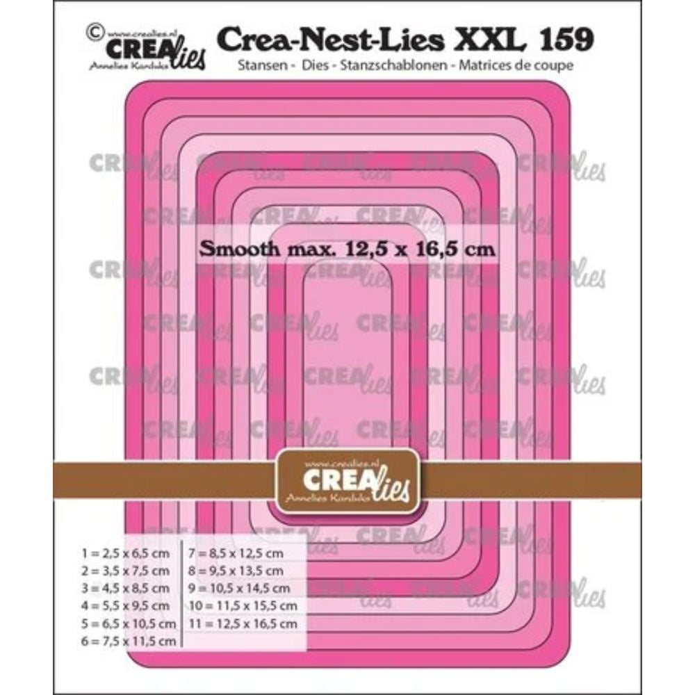 Crealies Crea-Nest-Lies XXL Dies No. 159 Rectangles With Rounded Corners Smooth (CLNestXXL159)