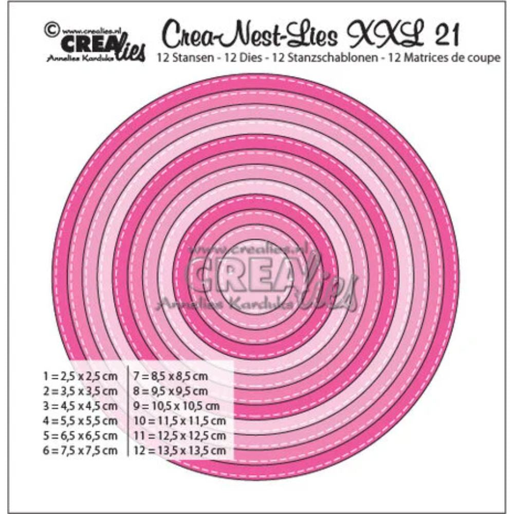 Crealies Crea-Nest-Lies XXL Dies No. 21 Circles with Stitchline (CLNestXXL21)