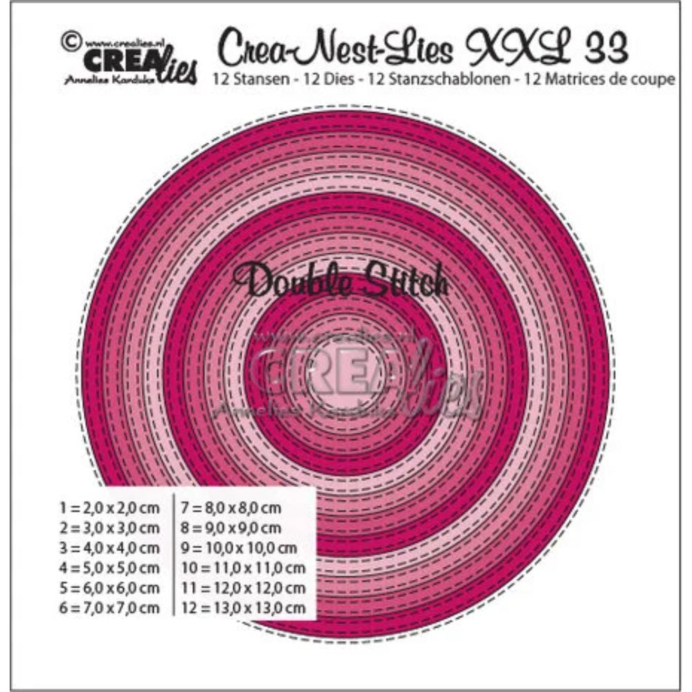 Crealies Crea-Nest-Lies XXL Dies No. 33 Circles with Double Stitchline (CLNestXXL33)