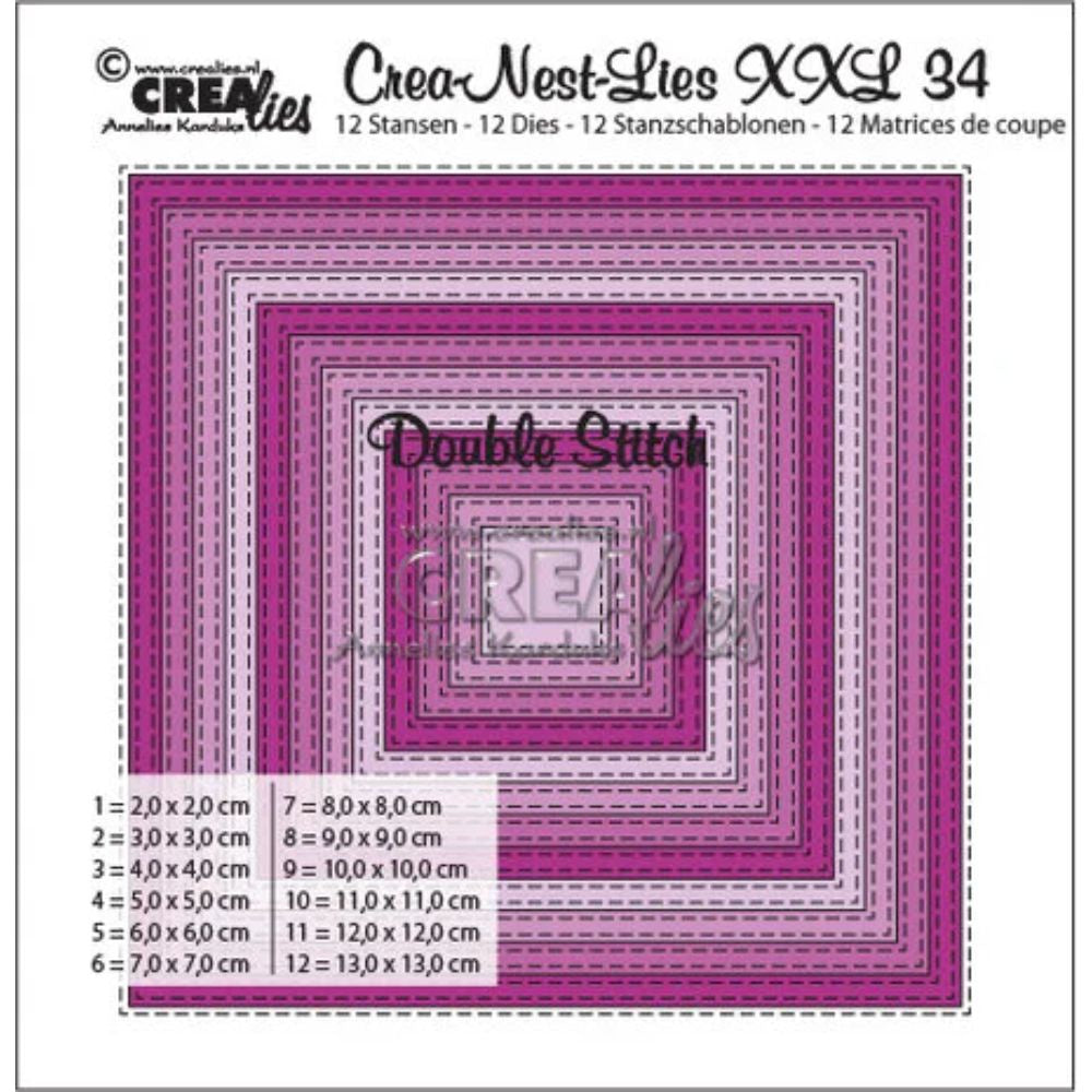 Crealies Crea-Nest-Lies XXL Dies No. 34 Square with Double Stitchline (CLNestXXL34)