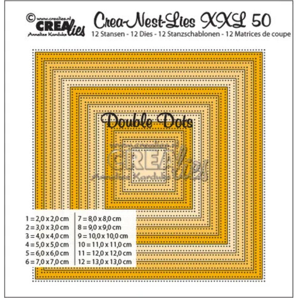 Crealies Crea-Nest-Lies XXL Dies No. 50 Squares with Double Dots (CLNestXXL50)