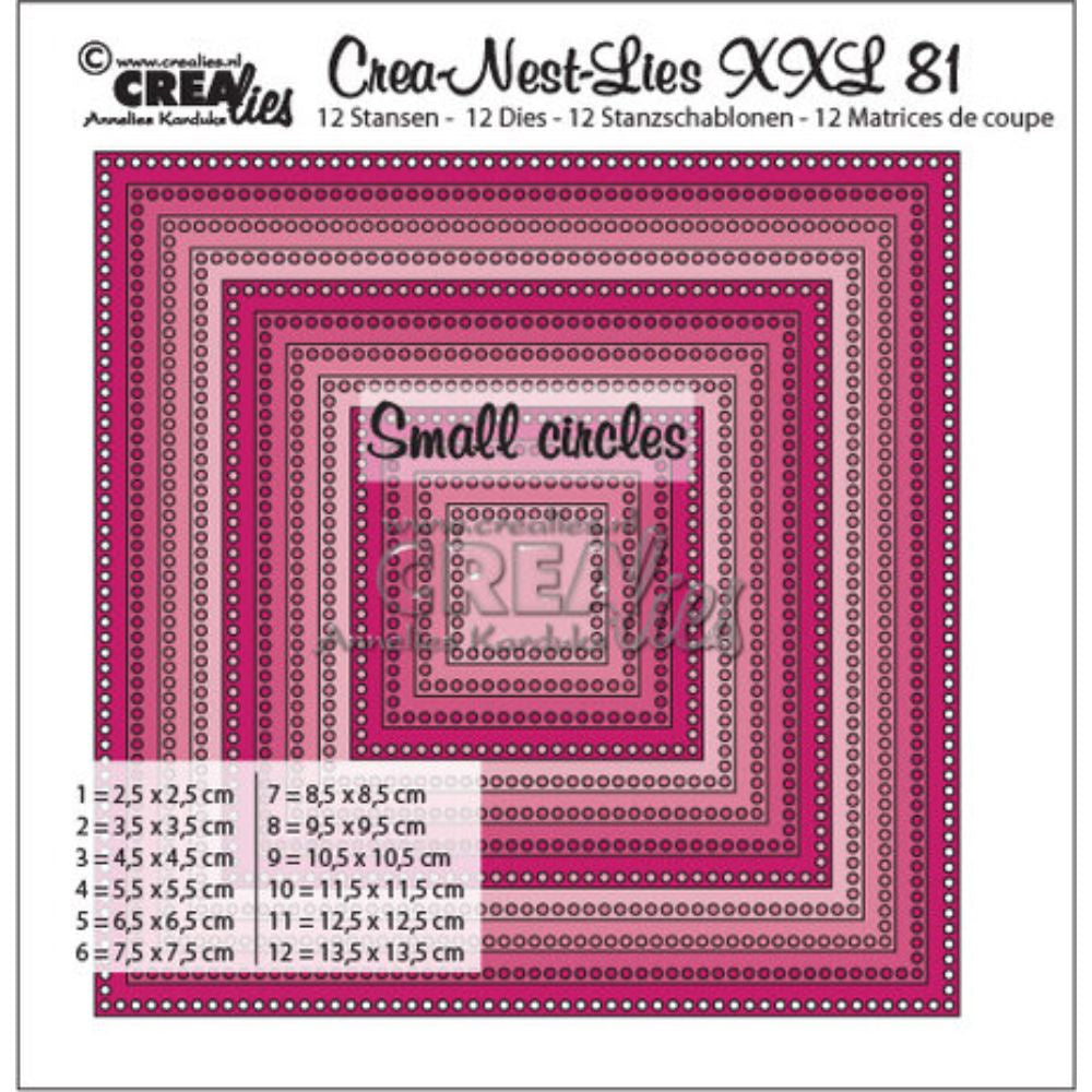 Crealies Crea-Nest-Lies XXL Dies No. 81 Squares with Small Circles (CLNestXXL81)