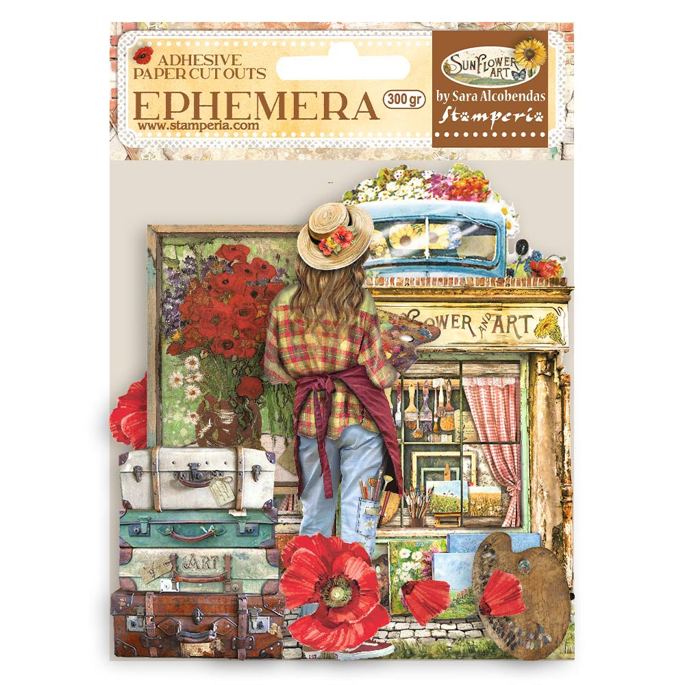 Stamperia Ephemera - Sunflower Art elements and poppies
