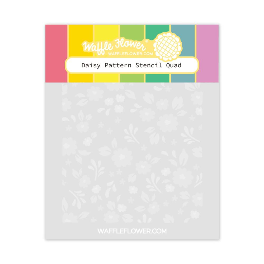 Waffle Flower Craft Daisy Pattern Stencil Quad
