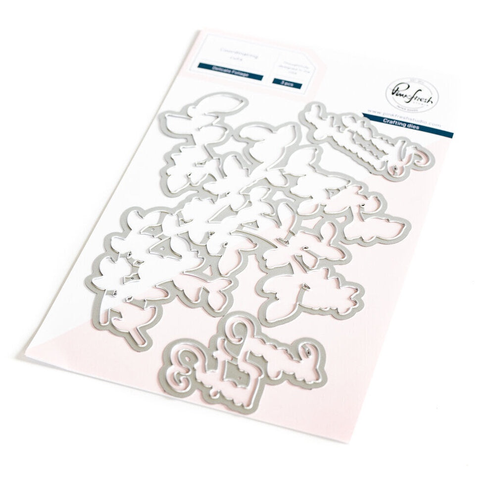 Pinkfresh Studio Delicate Foliage Stamp/die/stencil/hotfoil Bundle