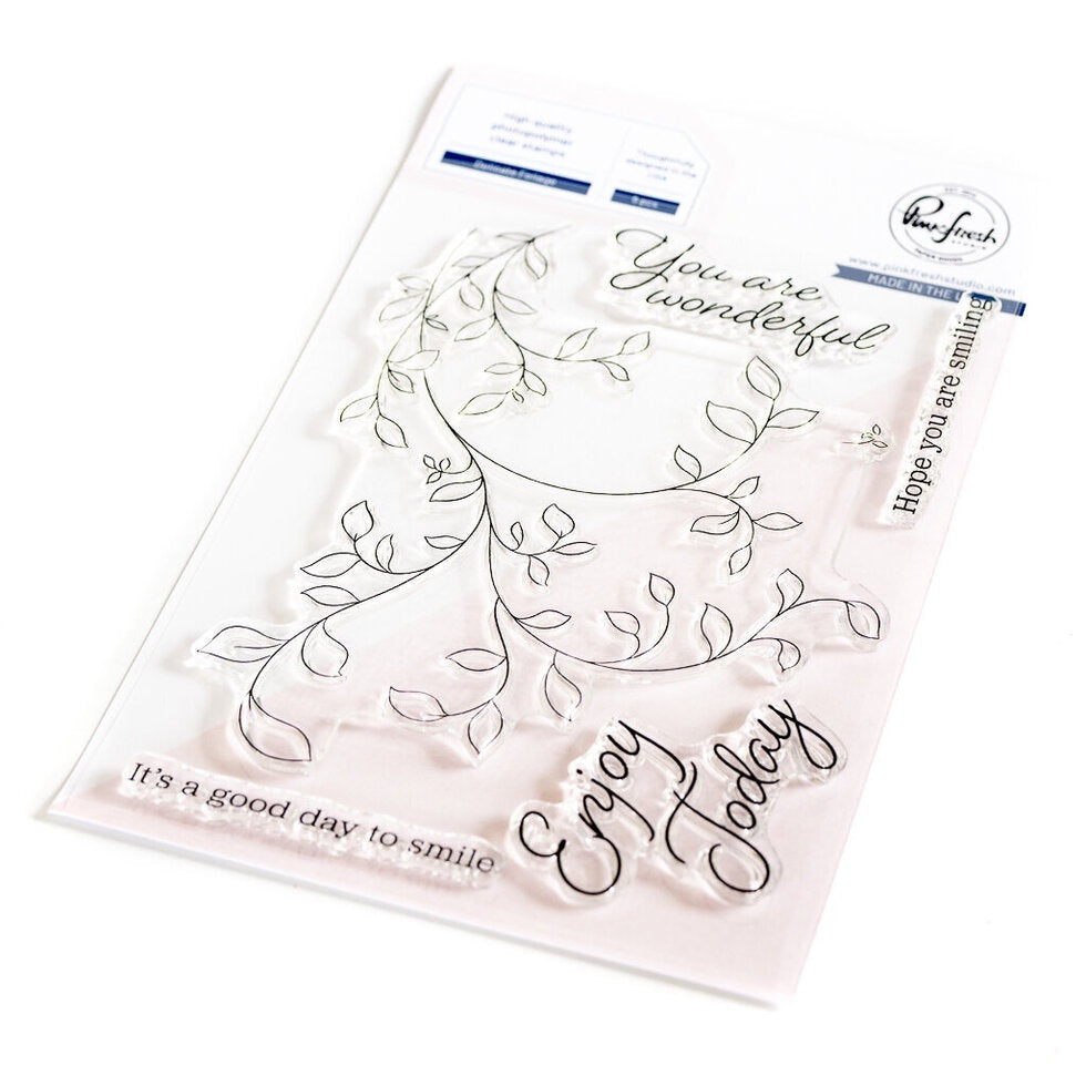 Pinkfresh Studio Delicate Foliage Stamp/die/stencil/hotfoil Bundle