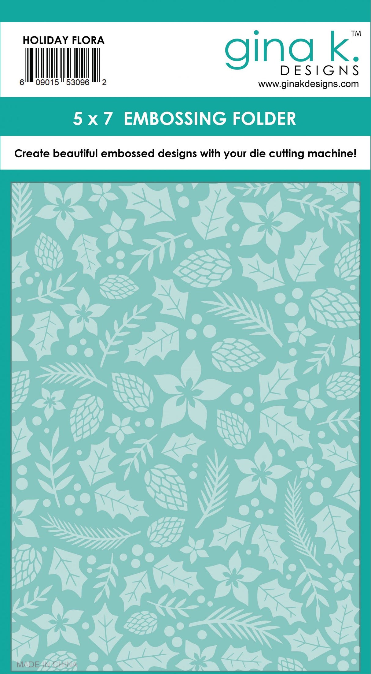 Gina K Designs EMBOSSING FOLDER- Holiday Floral