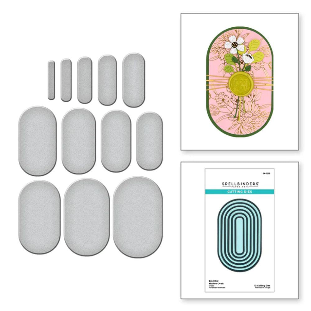 Spellbinders Essential Modern Ovals Etched Dies from the Sealed for Summer Collection
