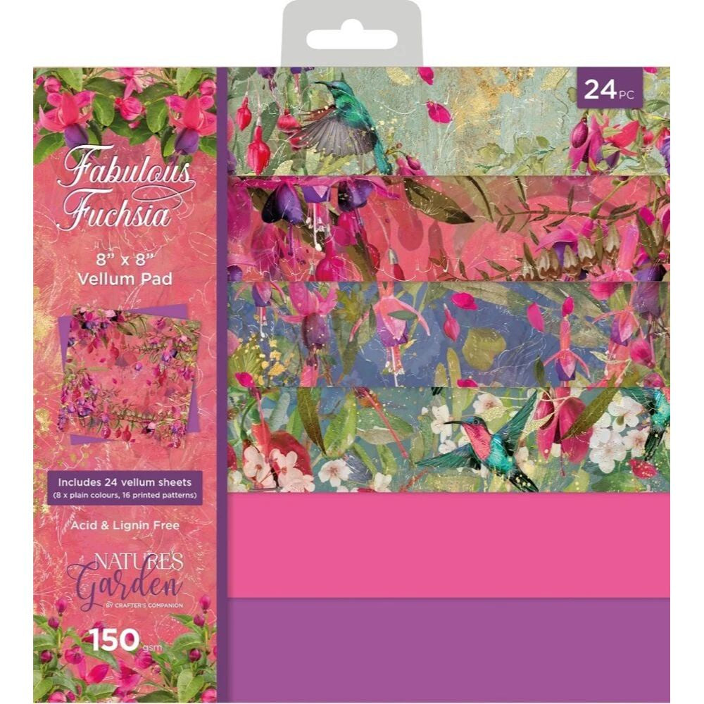 Crafter's Companion Fabulous Fuchsia 8x8 Inch Vellum Pad (NGA-FF-VELPAD8)