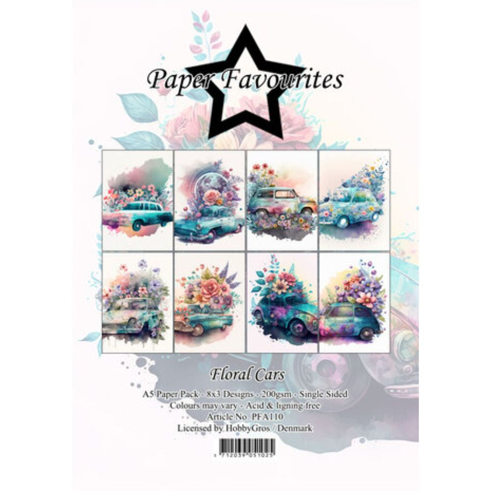 Paper Favourites Floral Cars A5 Paper Pack (PFA110)