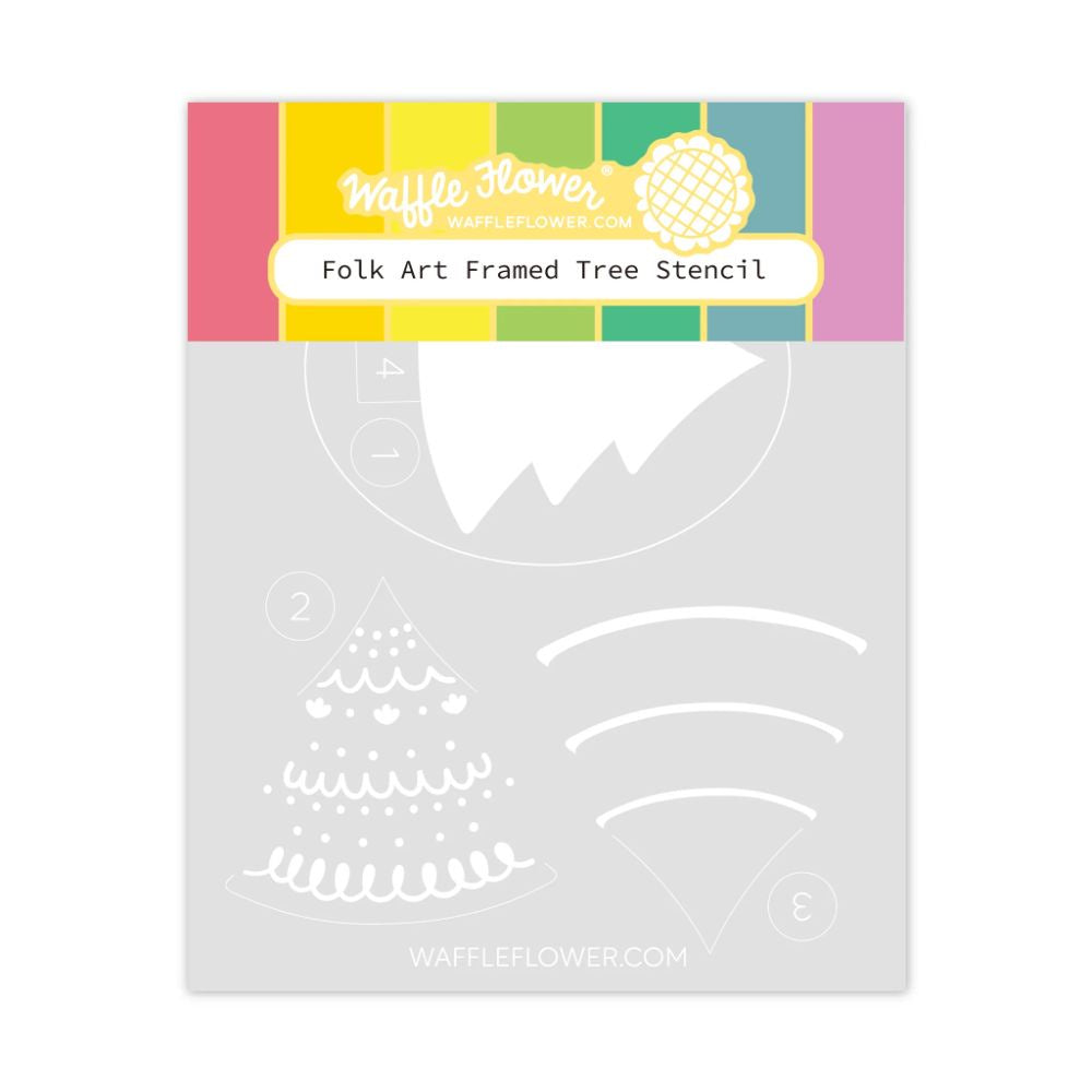 Waffle Flower Crafts Folk Art Framed Tree Stencil