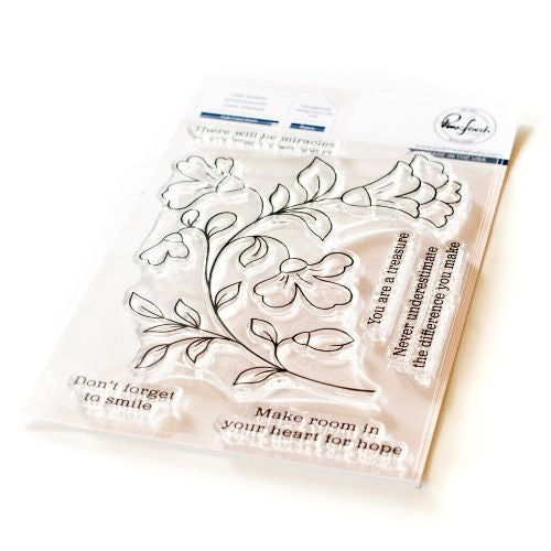 Pinkfresh Studio Folk Floral Stem stamp/stencil/hot foil Bundle Retired