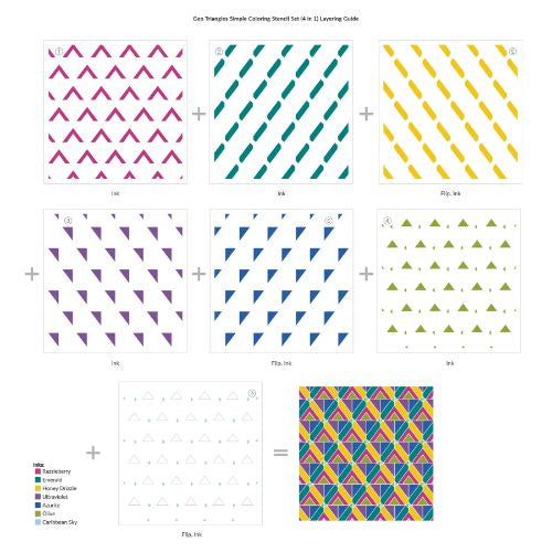 Altenew Geo Triangles Simple Coloring Stencil Set (4 in 1)