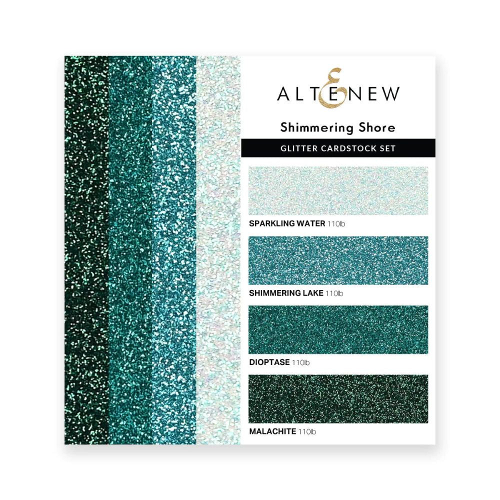 Altenew Shimmering Shore Glitter Cardstock Set (4 sheets in each color - Total of 16 sheets)