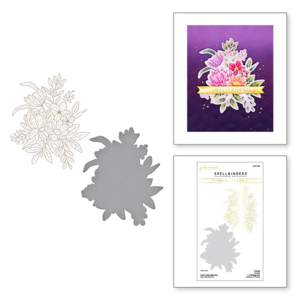 Spellbinders Hexi-Gem Blooms Glimmer Hot Foil Plate & Die Set from the Hexi-Gems Collection