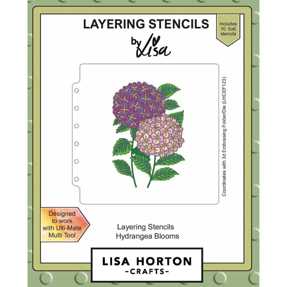 Lisa Horton Crafts Hydrangea Blooms 6x6 Layering Stencils