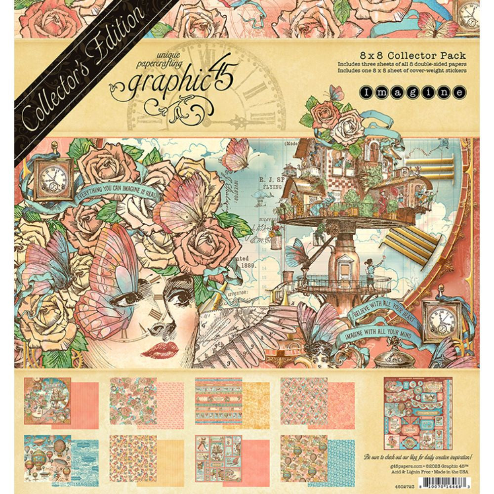 Graphic 45 Imagine Collector’s Edition 8×8 Pack with Stickers