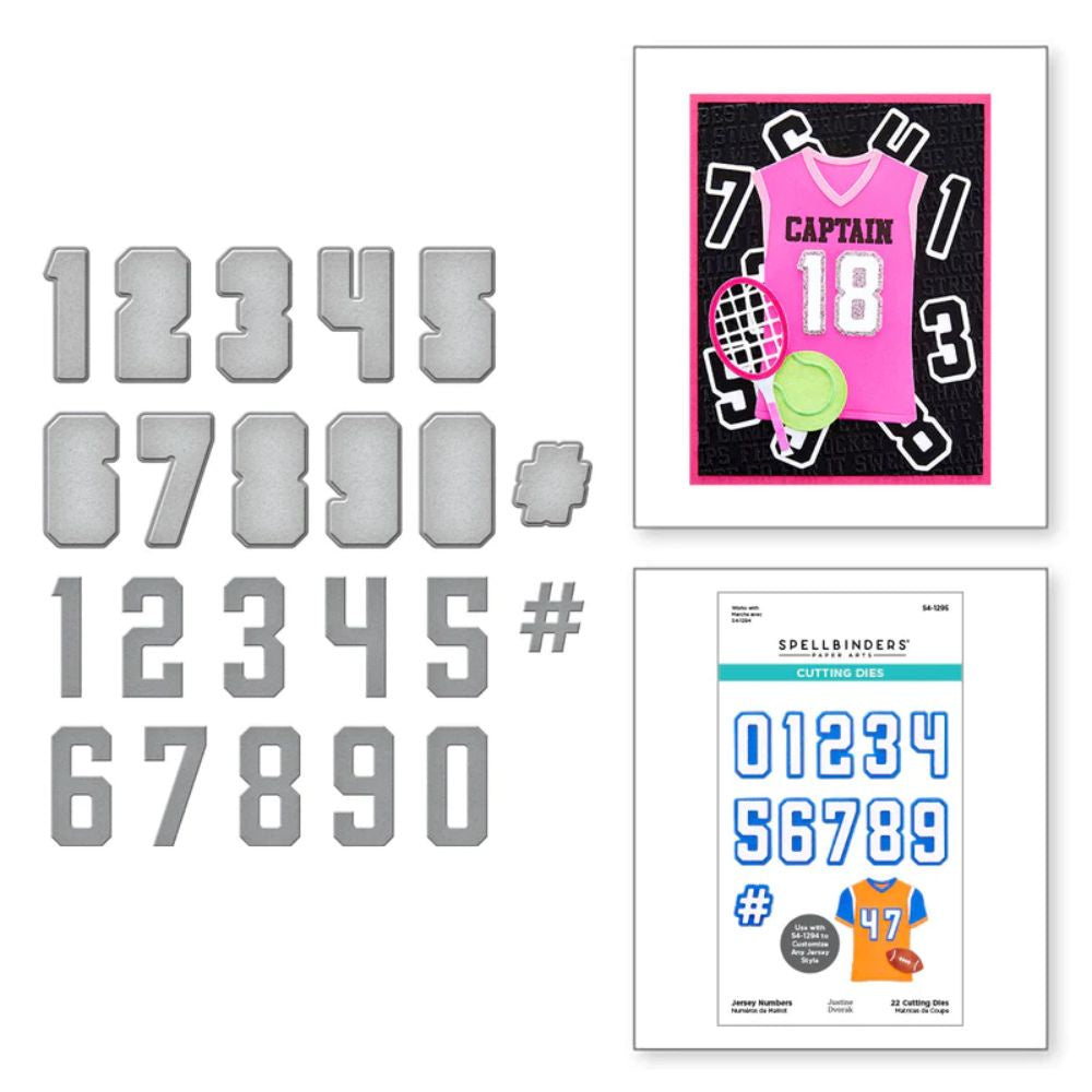 Spellbinders Jersey Numbers Set Etched Dies from the Game Day Collection by Justine Dvorak
