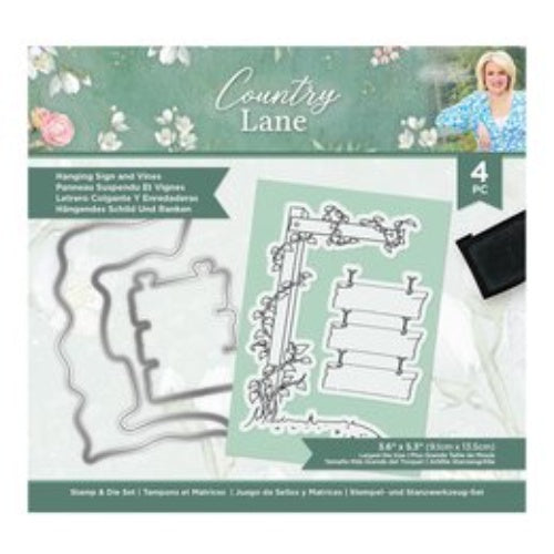 Crafter's Companion Country Lane Stamp & Die Hanging Sign and Vines (S-CLANE-STD-HSAV)