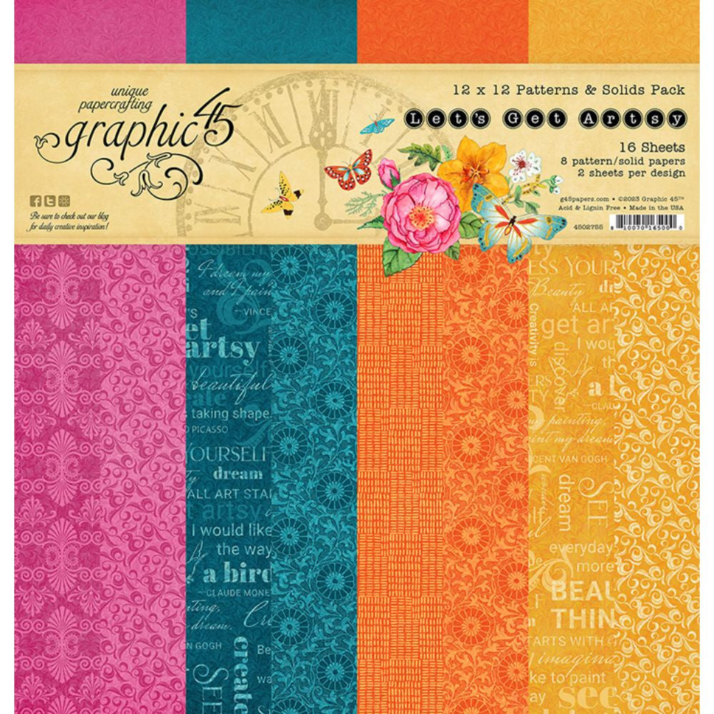 Graphic 45 Let’s Get Artsy 12×12 Patterns & Solids Pack
