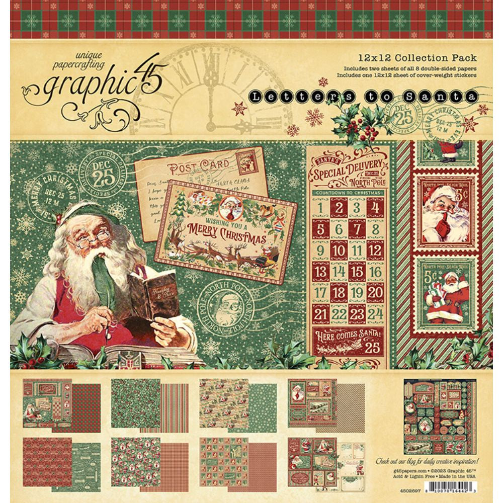 Graphic 45 Letters to Santa 12×12 Collection Pack with Stickers