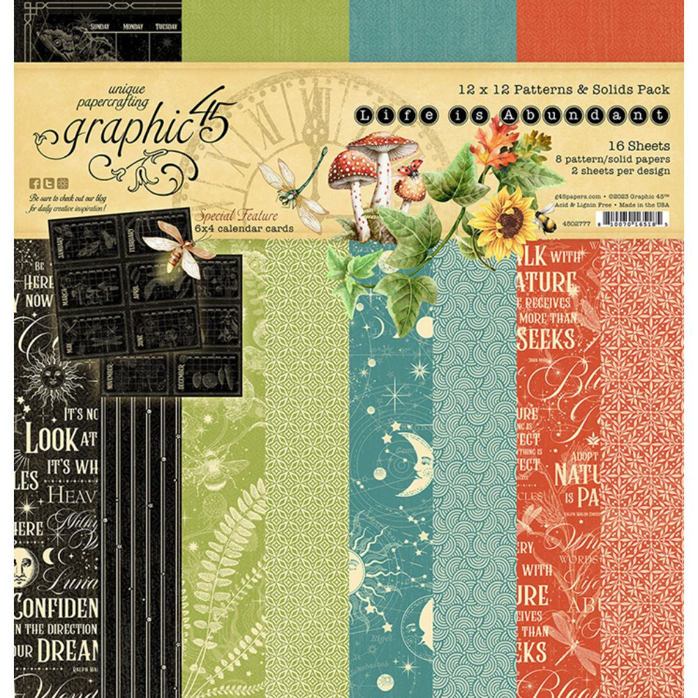Graphic 45 Life is Abundant 12×12 Patterns & Solids Pack