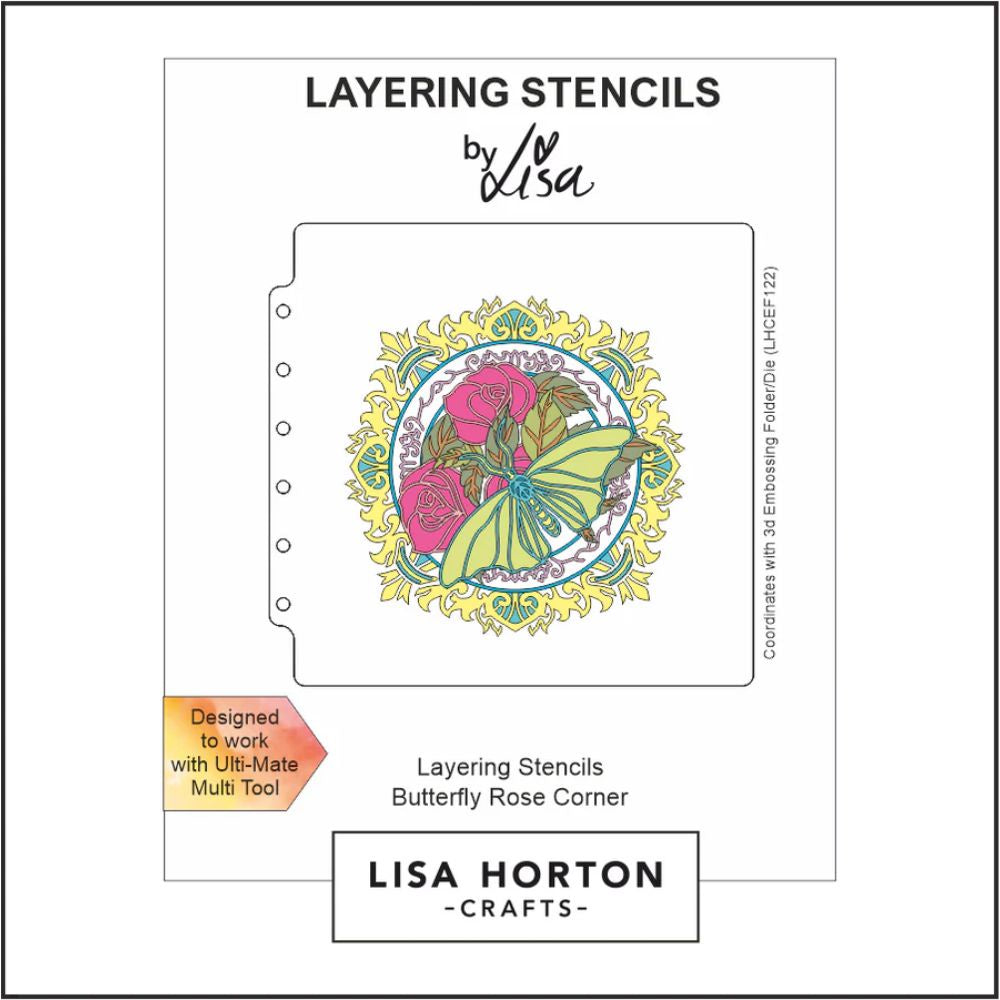 Lisa Horton Crafts Butterfly Rose Frame 6x6 Layering Stencils