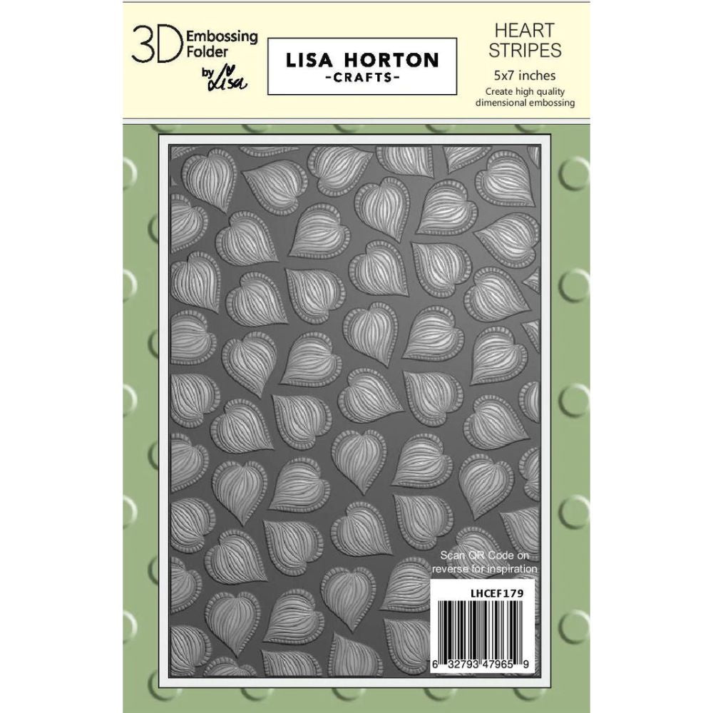 Lisa Horton Crafts Heart Stripes 5x7 3D Embossing Folder