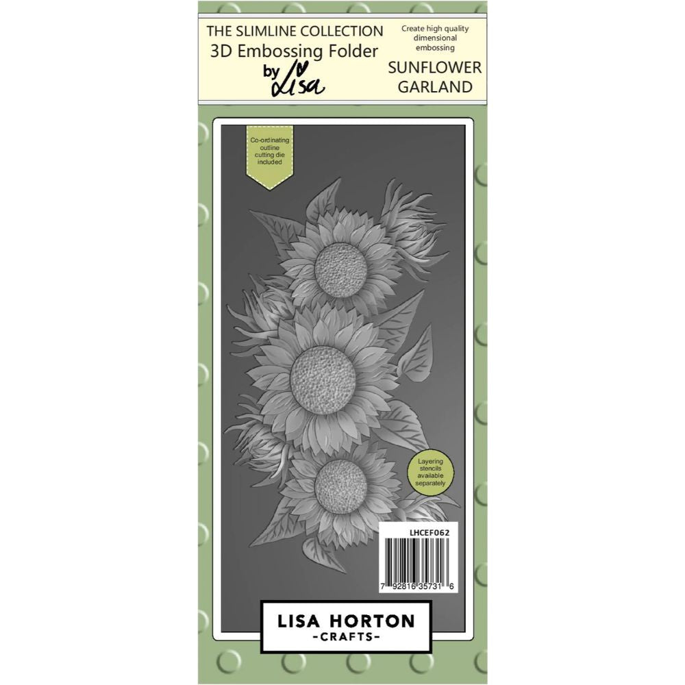 Lisa Horton Slimline 3D Embossing Folder & Die - Sunflower Garland