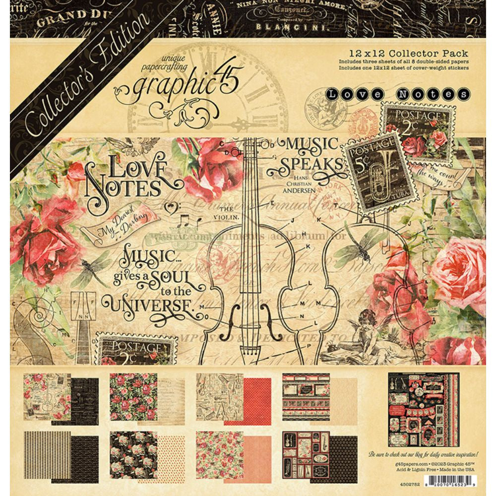 Graphic 45 Love Notes Collector’s Edition 12×12 Pack with Stickers