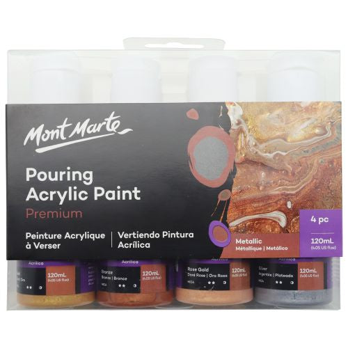 MM Pouring Acrylic 120ml 4pc - Metallic