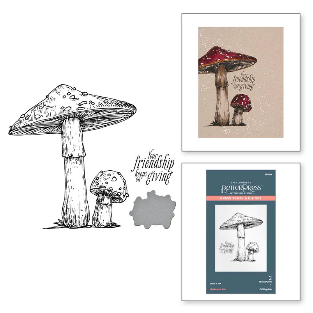 Spellbinders Mushroom Duo Press Plate & Die Set from the BetterPress Autumn Collection - Auzz Trinklets N Krafts