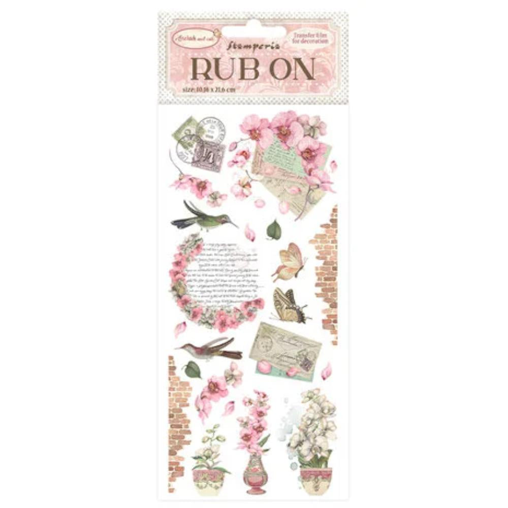 Stamperia Rub-on cm 10,16x21,6 - Orchids and Cats letters