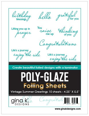 Ginak Designs POLY-GLAZE Foiling Sheets- Vintage Summer Greetings