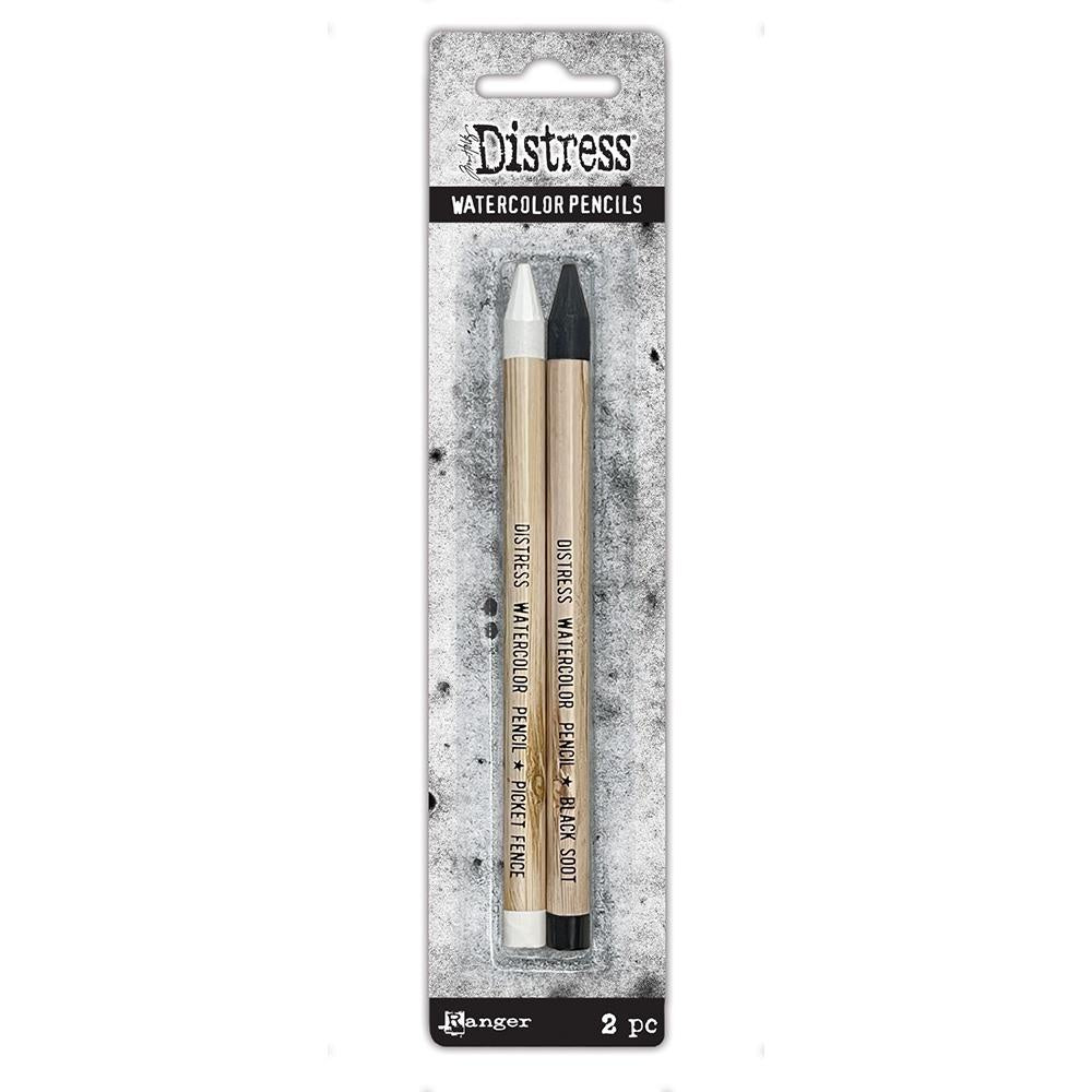 Tim Holtz Distress Watercolor Pencil 2/Pkg Picket Fence & Black Soot