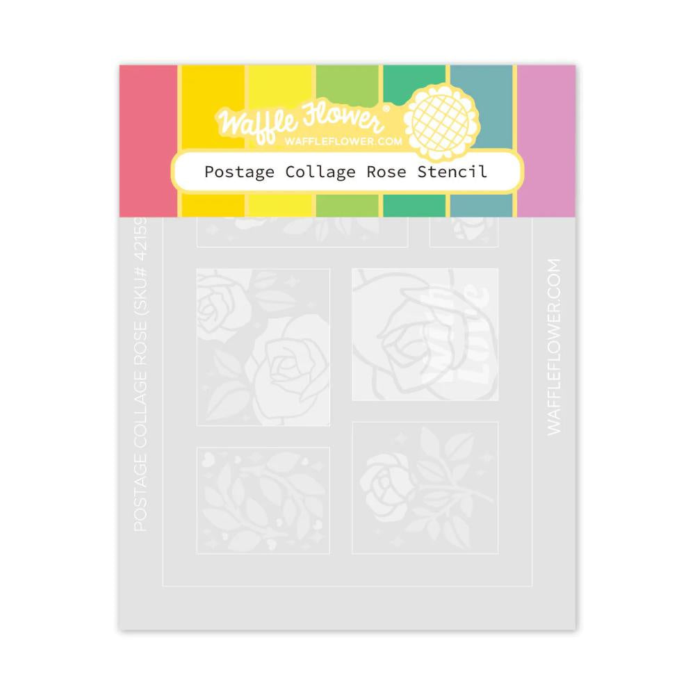 Waffle Flower Postage Collage Rose Stencil